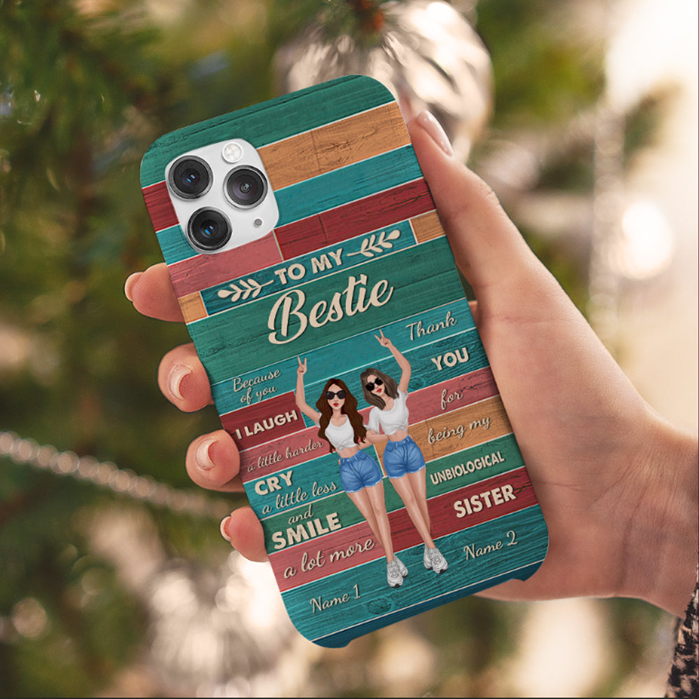 89Customized Because of you I laugh a little harder cry a little less and smile a lot more Phone Case