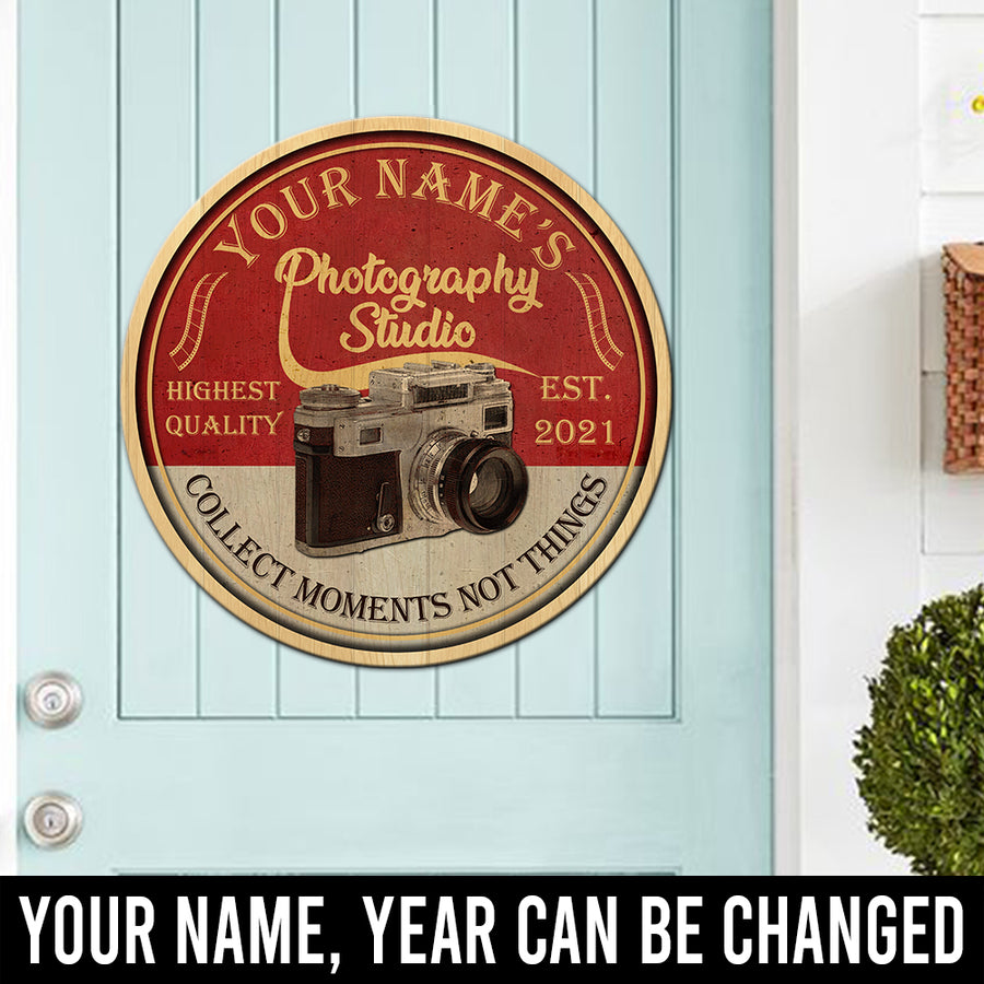 89Customized Photography studio collect moments not things personalized wood sign