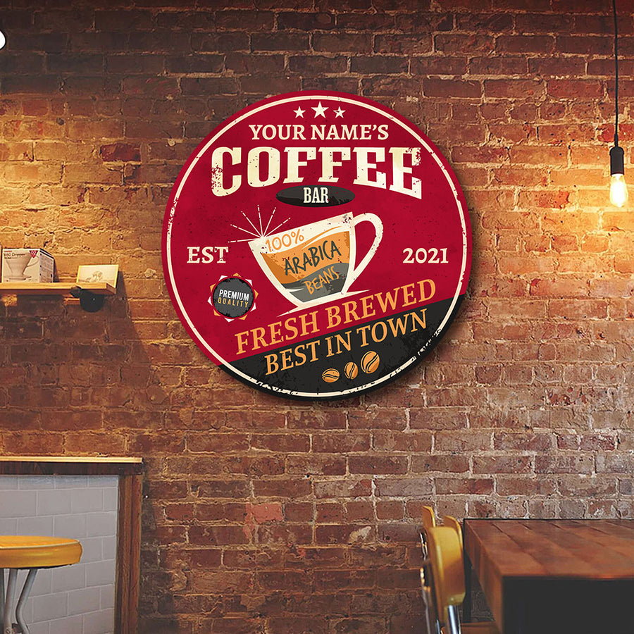 89Customized Coffee bar fresh brewed best in Town Customized Wood Sign