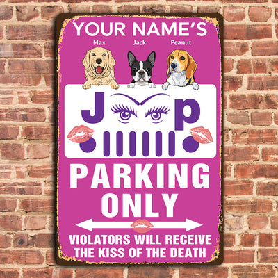 89Customized Personalized Printed Metal Sign Girl Jeep Parking Kiss Dog Cat