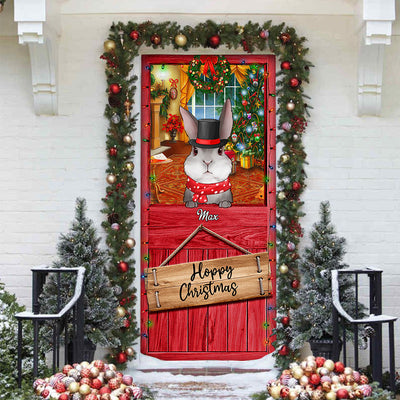 89Customized Merry Christmas Rabbit Lovers Personalized Door Cover