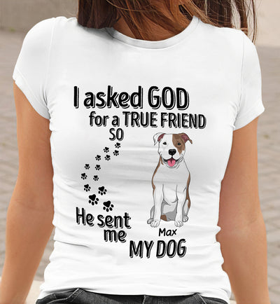 89Customized I Asked God For A True Friend So He Sent Me My Dog Personalized Shirt