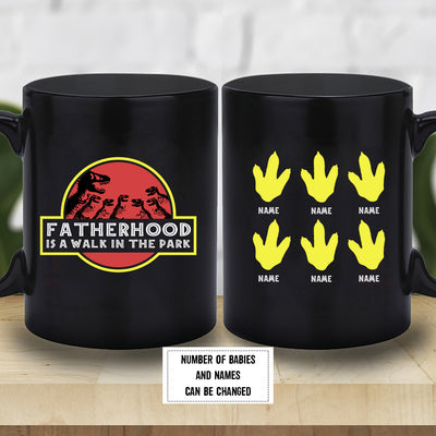 89Customized Fatherhood is a walk in the park personalized mug