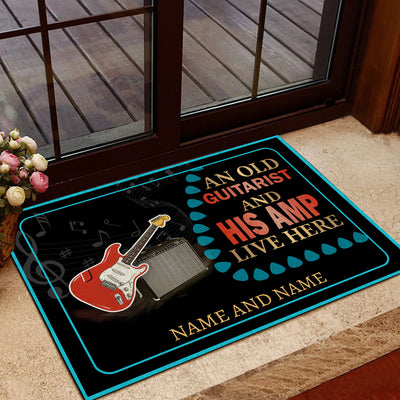 89Customized An old guitarist and his/her amp live here personalized doormat