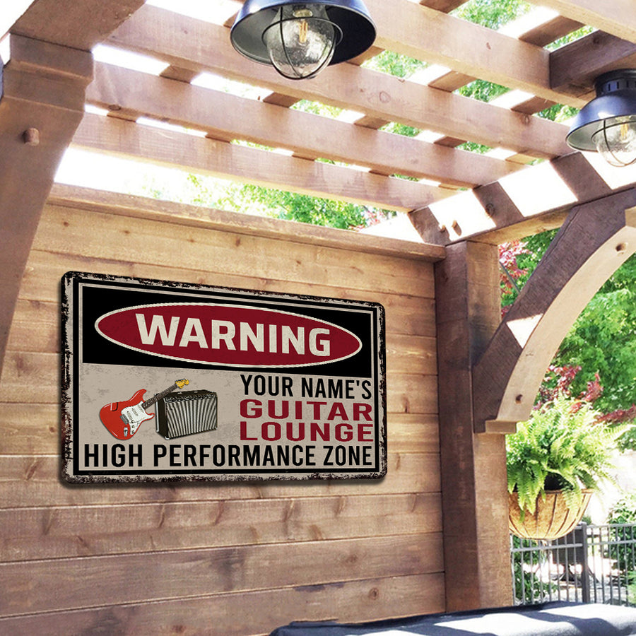 89Customized Guitar lounge high performance zone personalized printed metal sign