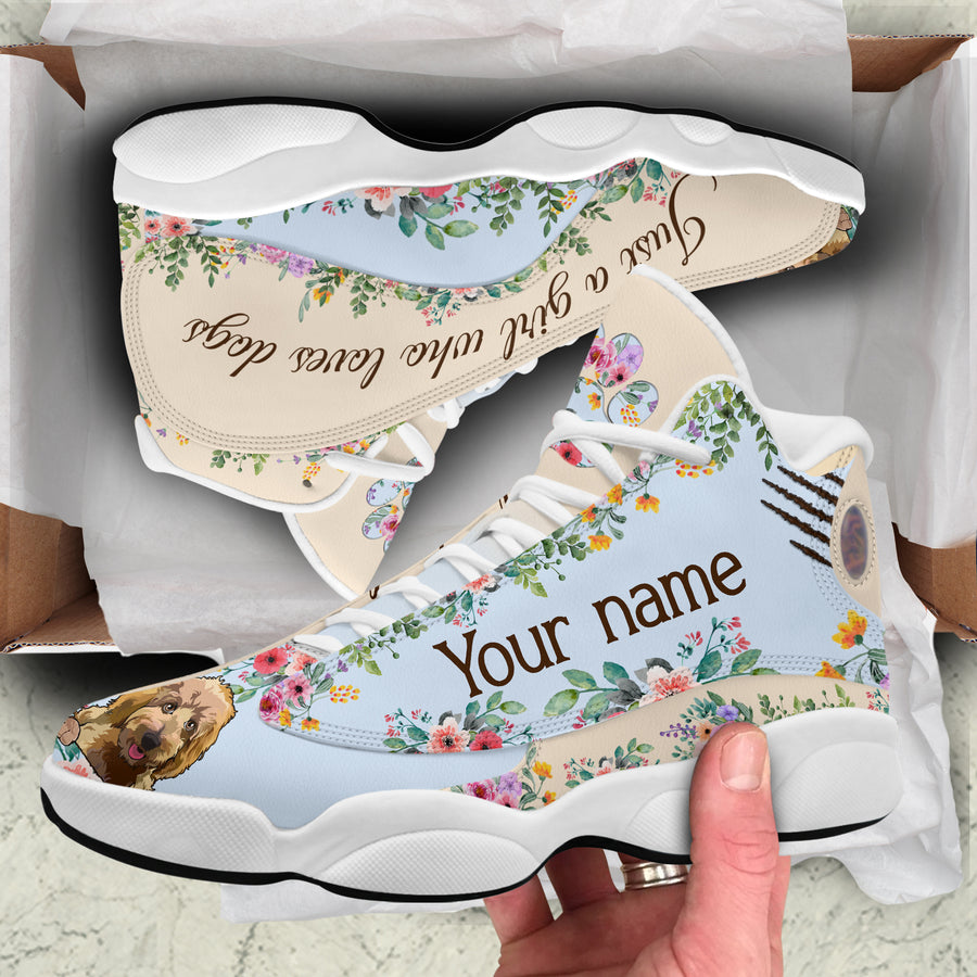 89Customized Just a Girl who loves dogs Rose pattern Customized White Air JD13 Shoes