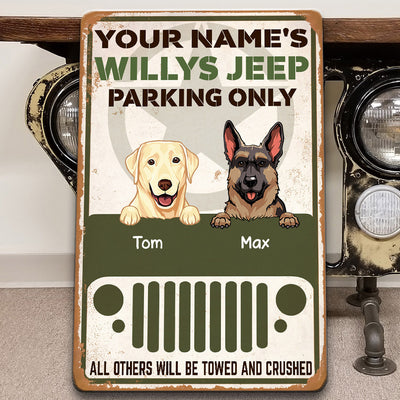 89Customized Personalized Printed Metal Sign Willys Jeep Parking Dog
