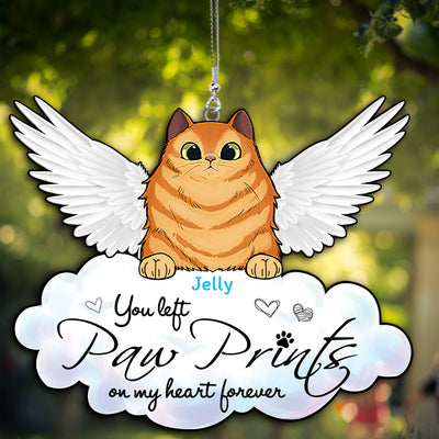 89Customized You left paw prints on my heart forever Angel Cat Cat Memorial Ornament