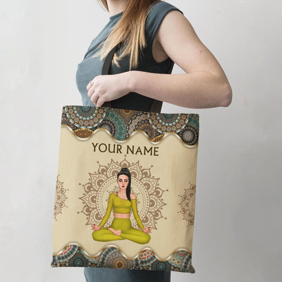 89Customized Yoga girl mandala pattern Customized Tote Bag