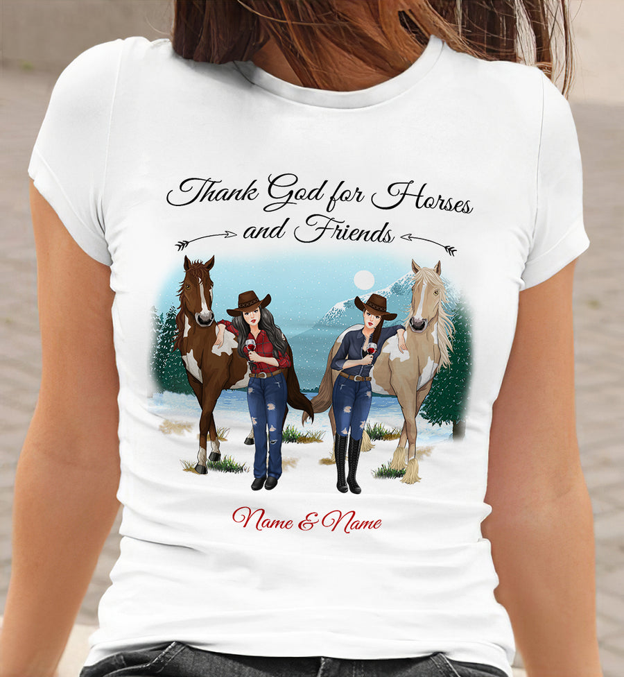 89Customized Thank God For Horses And Friends Personalized Shirt