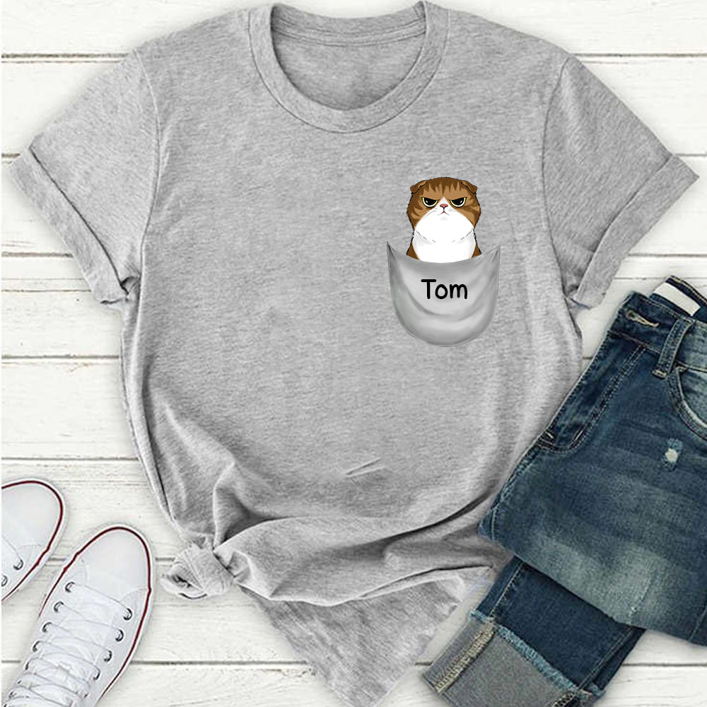 89Customized Peeking Cat Cat Lovers Personalized 3D Pocket T-Shirt