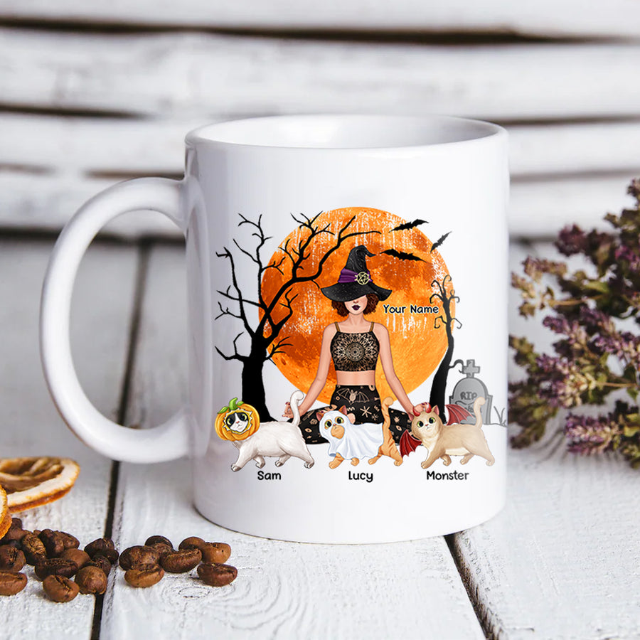 89Customized Just a Witch who loves Yoga and Her Cat Mug