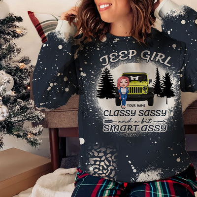 89Customized Bleached tie dye Classy sassy aand a bit smart assy Jeep Girl Personalized Sweater