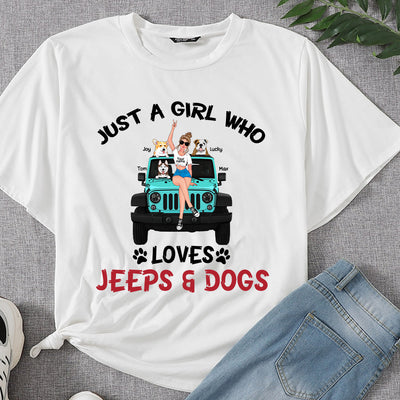 89Customized Just A Girl Who Loves Jeeps And Dogs 3 Personalized Shirt