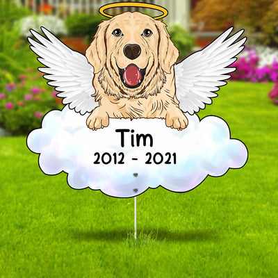 89Customized Dog Memorial Angel Dog on Cloud Metal Garden Art