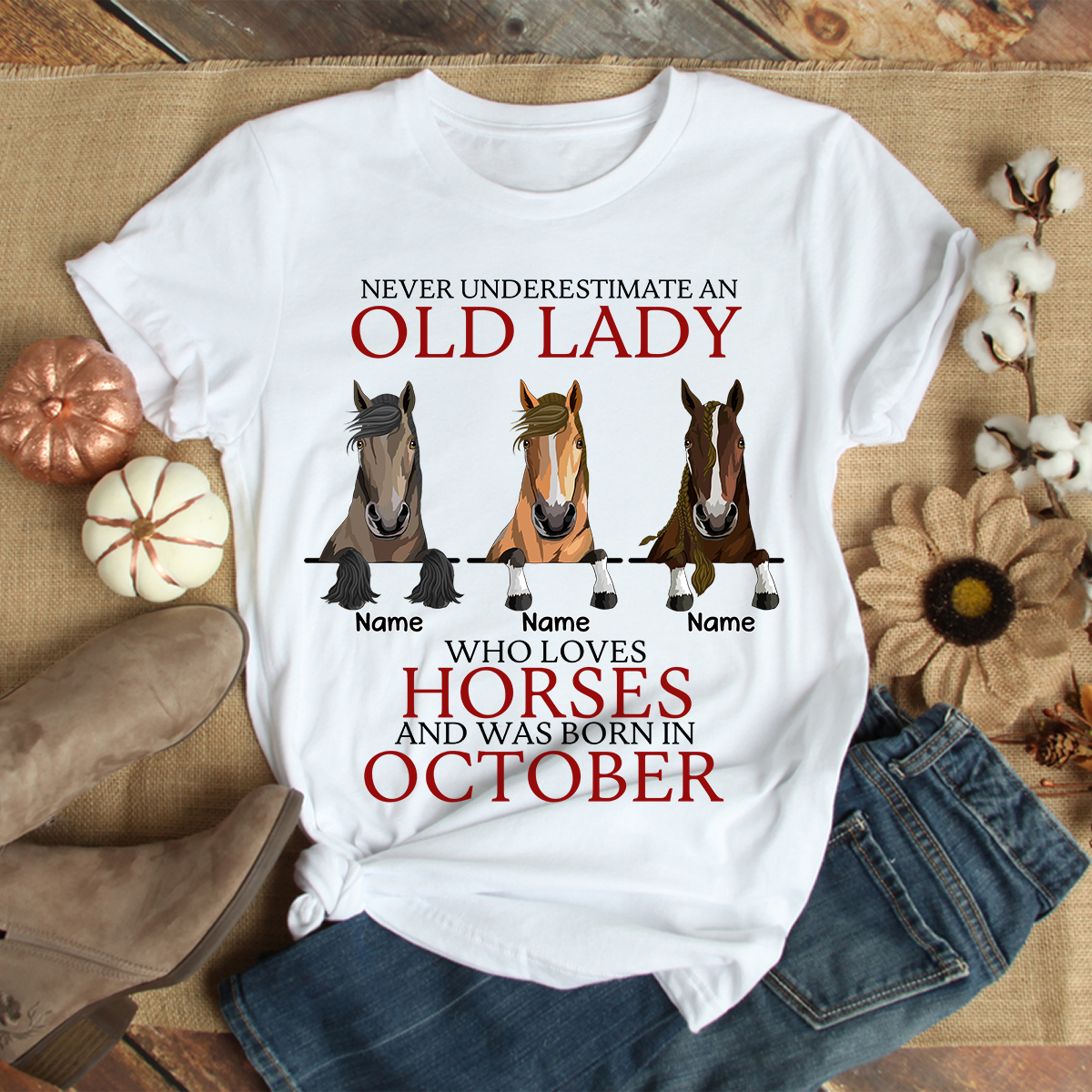 89Customized Never Underestimate An Old Lady Who Loves Hores Personalized Shirt