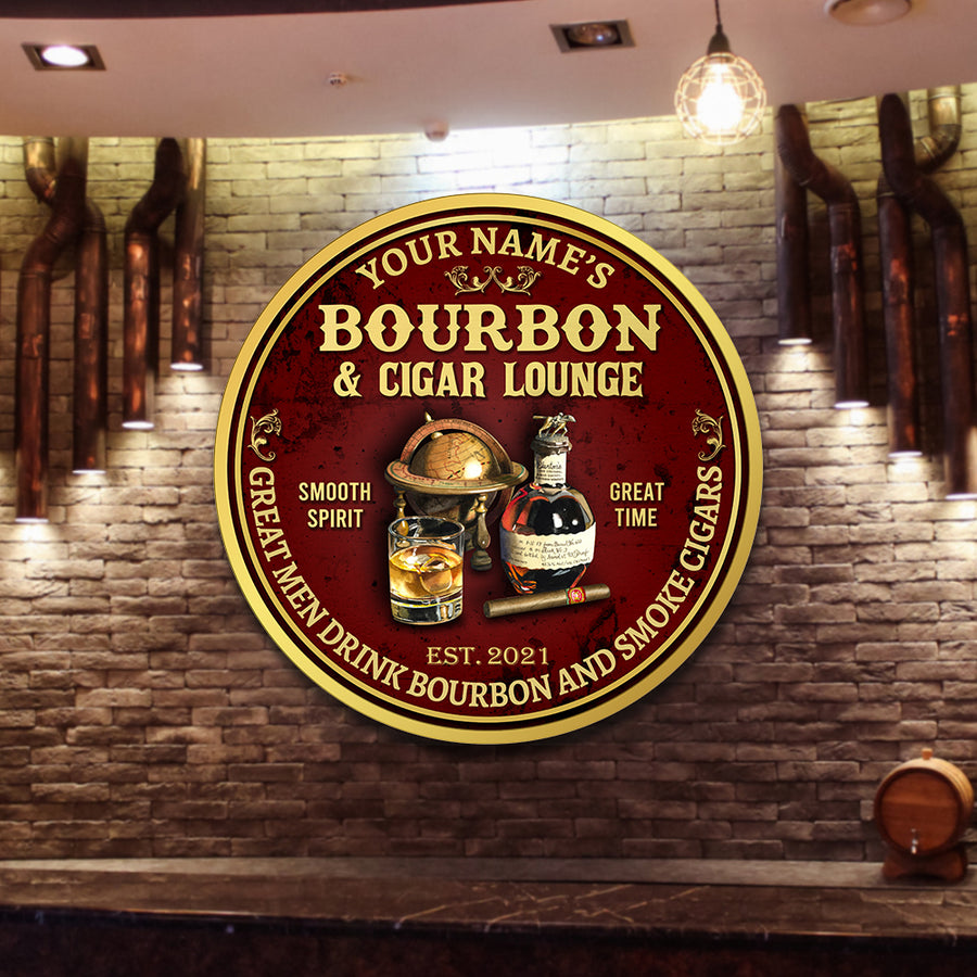 89Customized Great men drink Bourbon and smoke Cigars 5 Customized Wood Sign