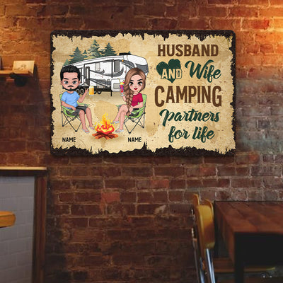 89 Customeized Husband & Wife Camping partners for life Doll Camping Couple Ver.2 Personalized Metal Sign