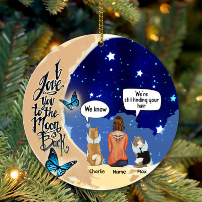 89Customized I love You To The Moon And Back Personalized Memorial Dog Ornament