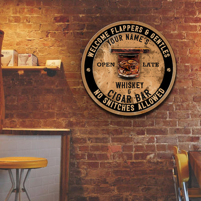 89Customized Whiskey & Cigar bar Welcome flappers and gents Customized Wood Sign