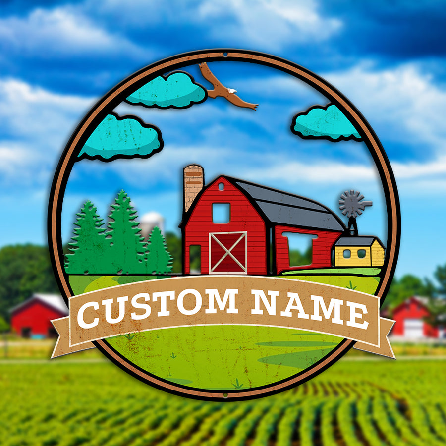 89Customized Farm Barn personalized cut metal sign