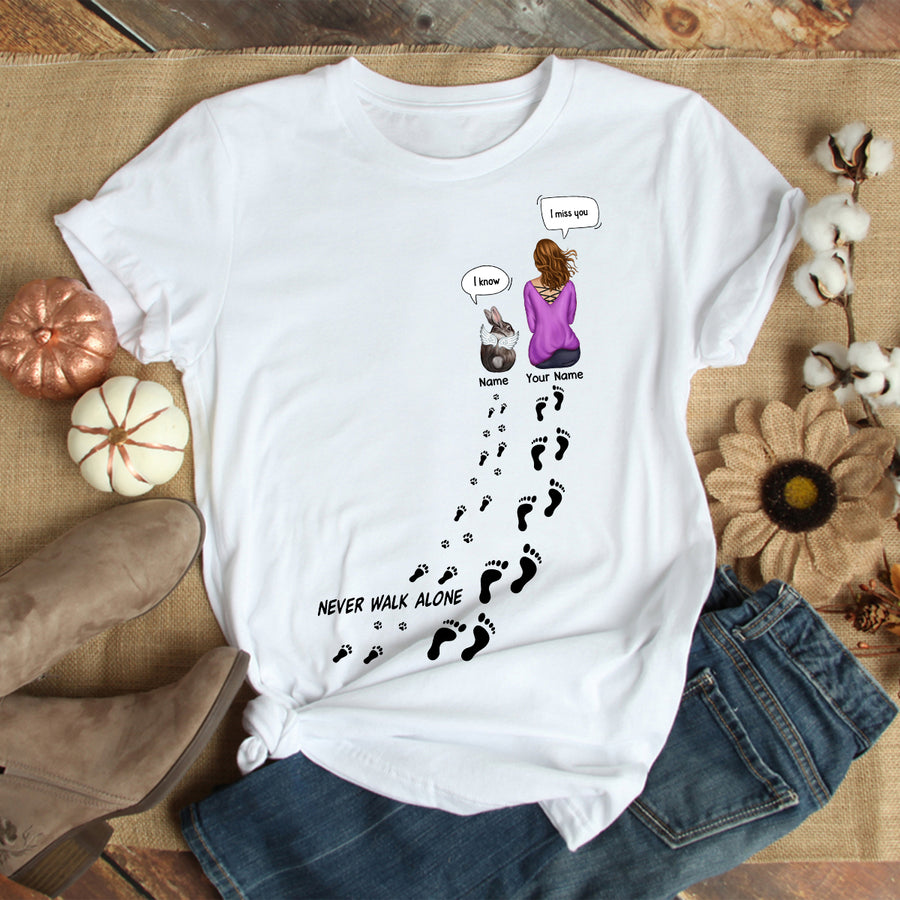 89Customized Never walk alone Bunny Lovers Personalized Shirt