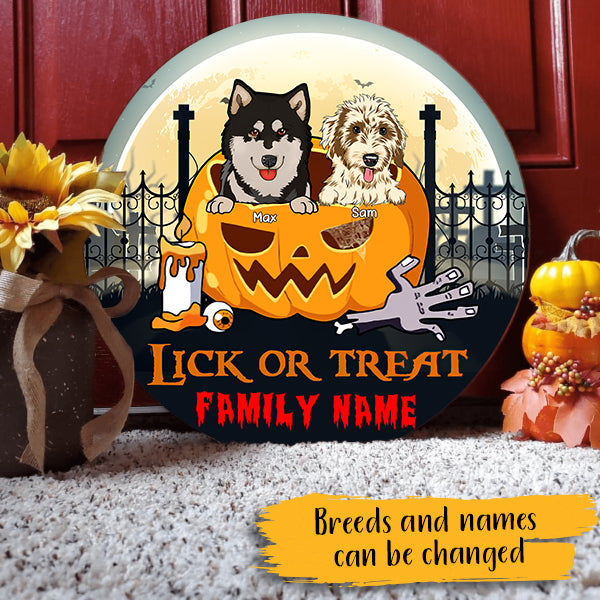 89Customized Lick Or Treat Halloween Dogs/Cats Personalized Wood Sign