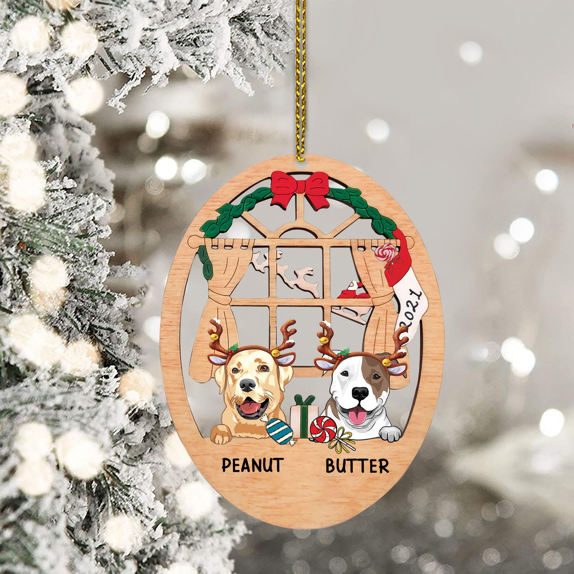 89 Customized Chirstmas Window Dog Personalize Ornament