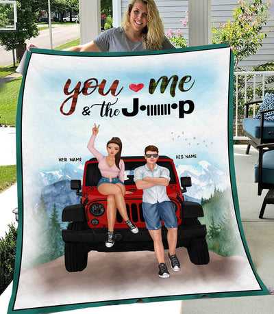 89Customized You me and the jeep couple Customized Quilt Blanket