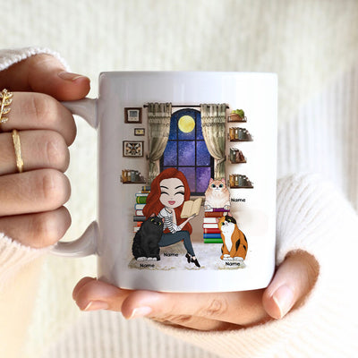 89Customized Just a girl who loves cats & book Personalized Mug