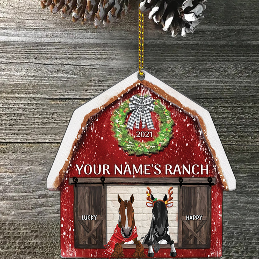 89Customized Christmas Horse Barn Personalized One Sided Ornament