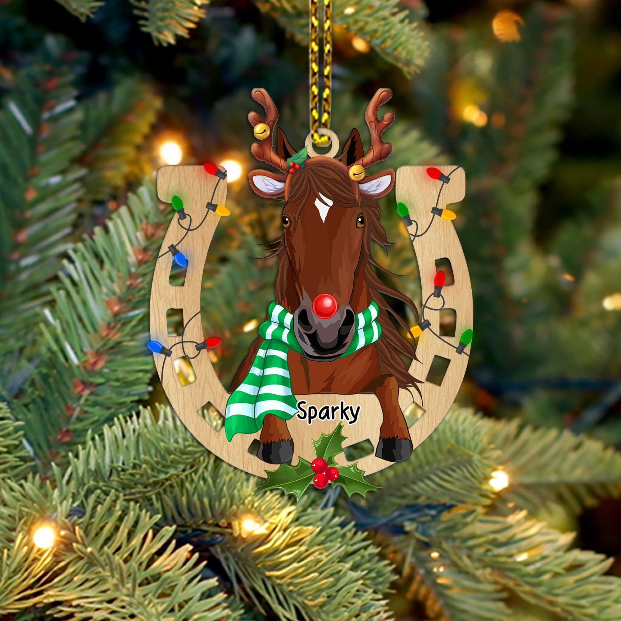 89Customized Horse Lovers Christmas Personalized One Sided Ornament