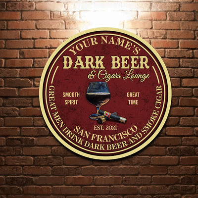 89Customized Great men drink dark beer and smoke cigars personalized wood sign