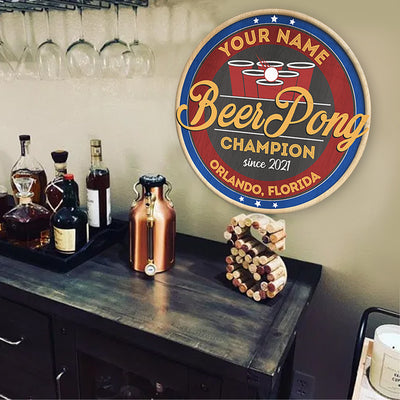 89Customized Beer Pong champion Customized Wood Sign