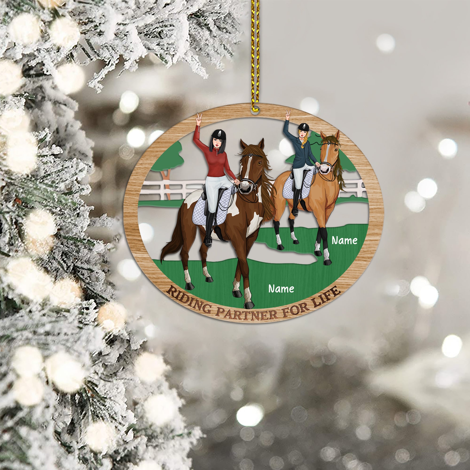 89Customized Horses Riding Partner For Life Personalized Ornament
