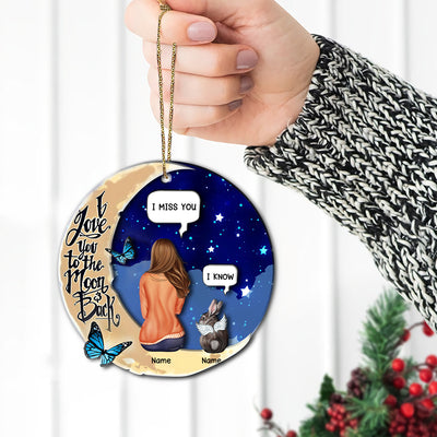 89Customized I Love You To The Moon And Back Rabbit Lovers Layered Wooden Ornament