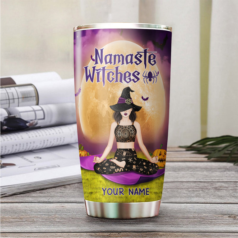 89Customized Namaste witches My broom broke so now I ride a yoga mat Customized Tumbler