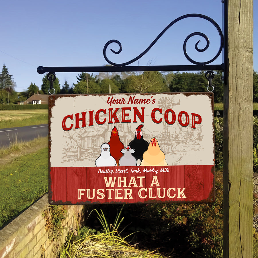 89Customized Chicken What A Fuster Cluck Personalized Metal Sign