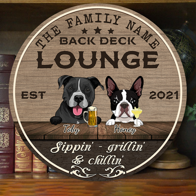 89Customized Back deck Lounge sippin' grillin' & chillin' Customized Wood Sign