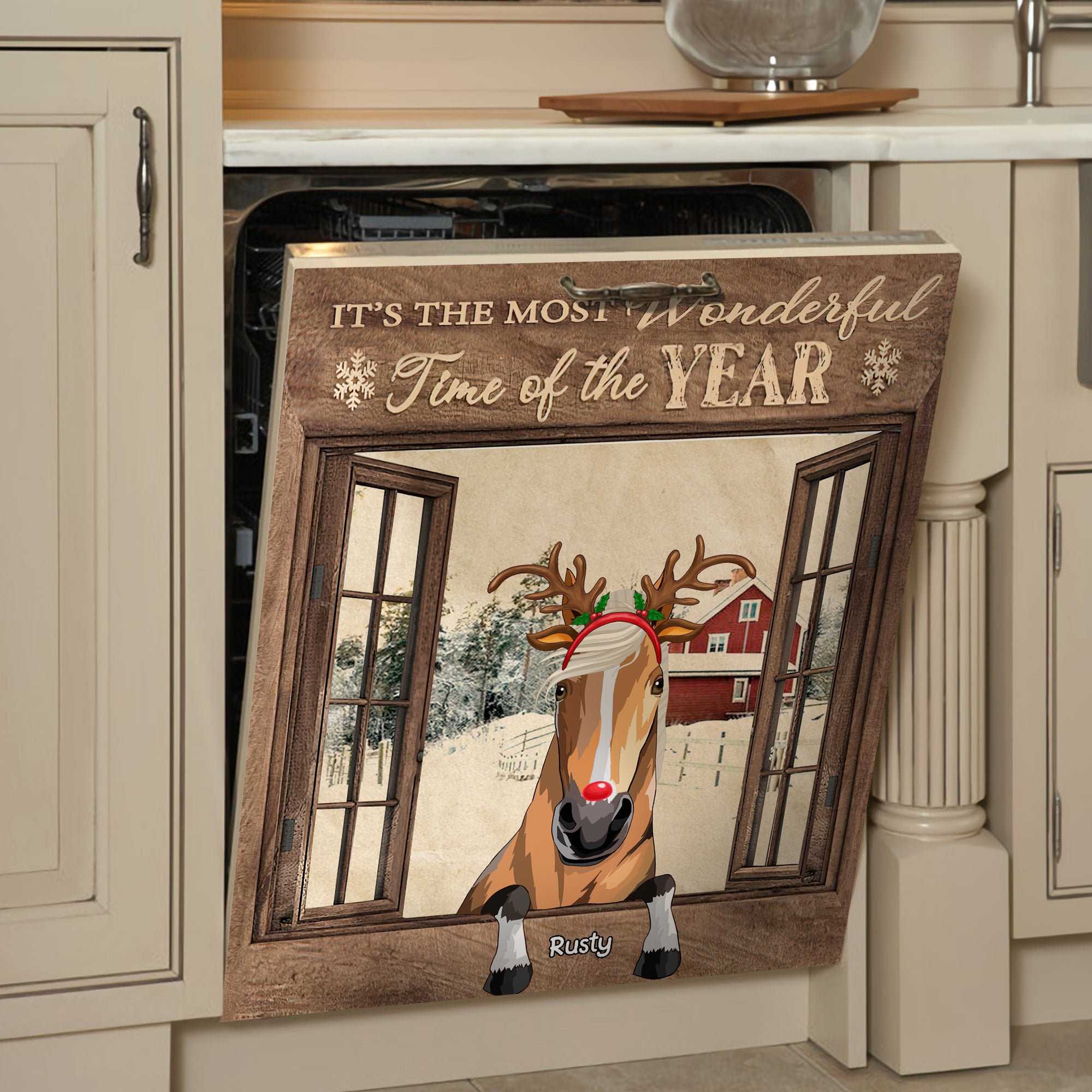 89Customized Horses It's The Most Wonderful Time Of The Year Personalized Dishwasher Cover