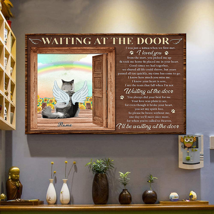 89Customized Waiting At The Door Cat Memorial Personalized Poster