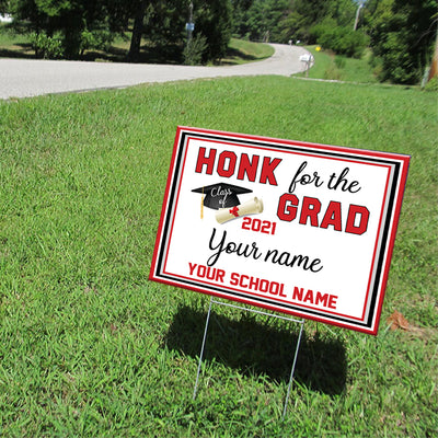 89Customized Personalized Yard Sign Honk For Grad 2021