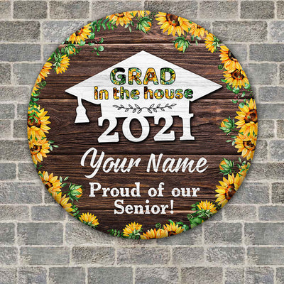 89Customized Personalized Wood Sign Grad In The House Sunflower 2021