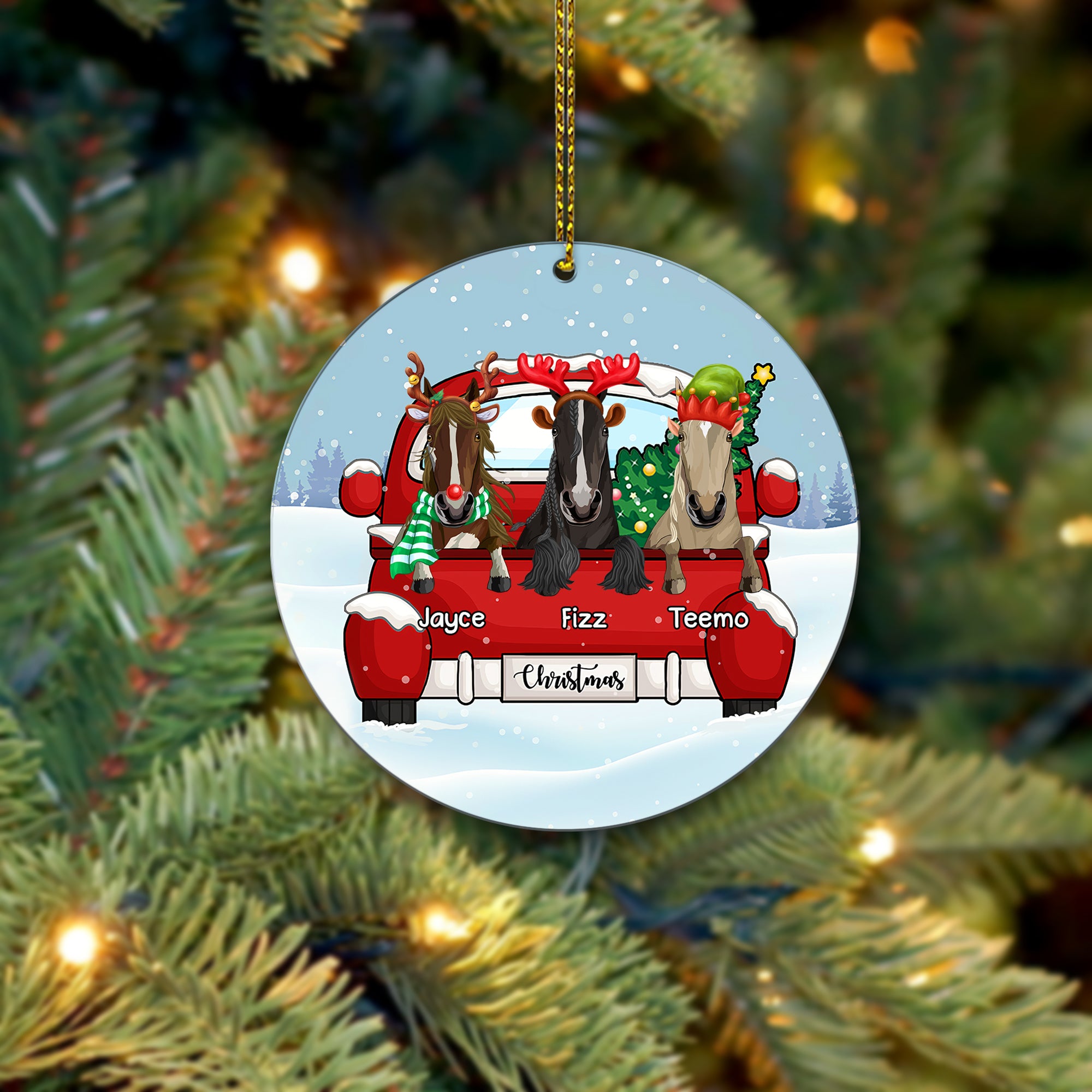 89Customized Horses Christmas Personalized One Sided Ornament
