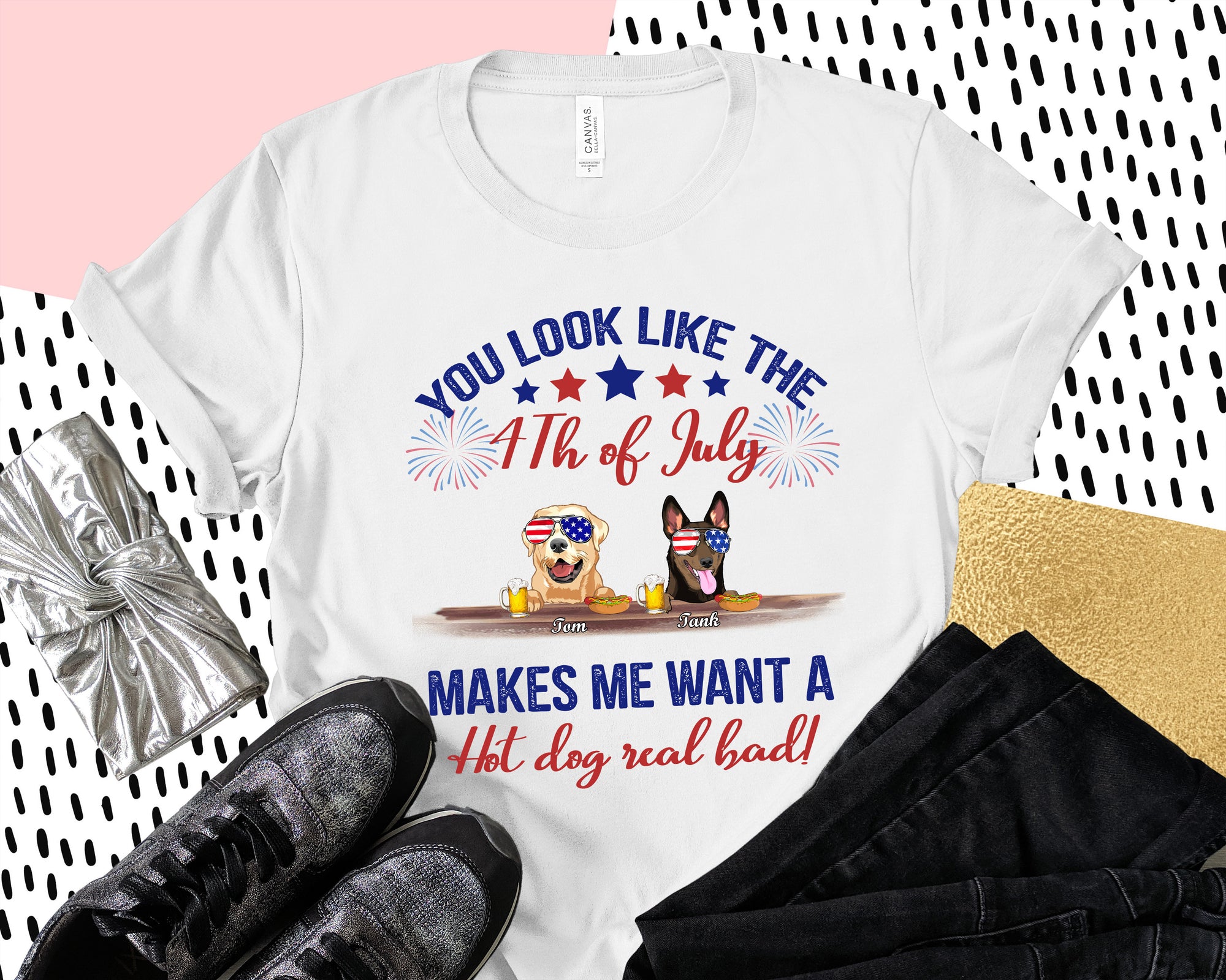 89Customized You look like the 4th of July makes me want a hotdog real bad Dog Customized Shirt