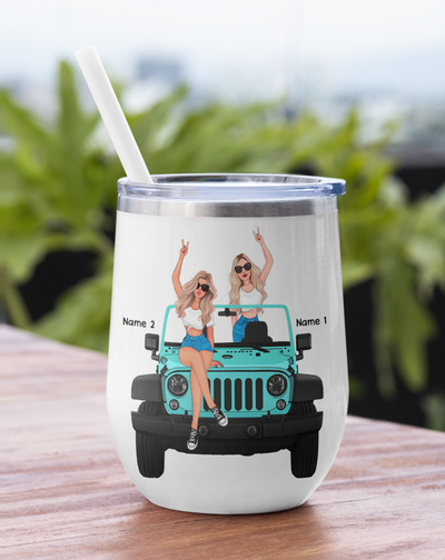 89Customized Not Sister By Blood But Sister By Heart Personalized (No straw included) Wine Tumbler