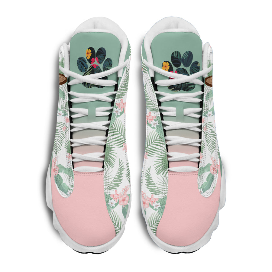 89Customized Funny Dog Tropical Pattern Customized White Air JD13 Shoes