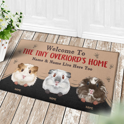 89Customized Welcome To Our Tiny Overloads Guinea Pig Personalized Doormat