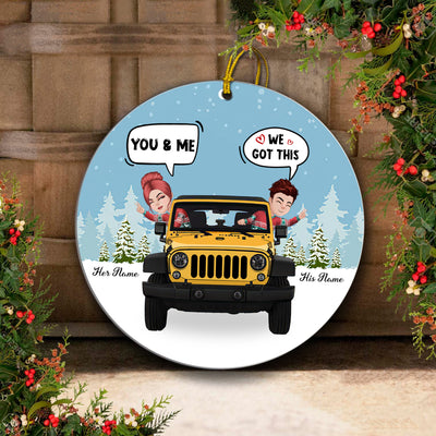 89Customized Jeep couple chibi I love you most Personalized Ornament