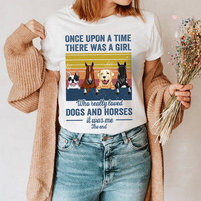 89Customized Once upon a time there was a girl who loved dogs and horses personalized shirt